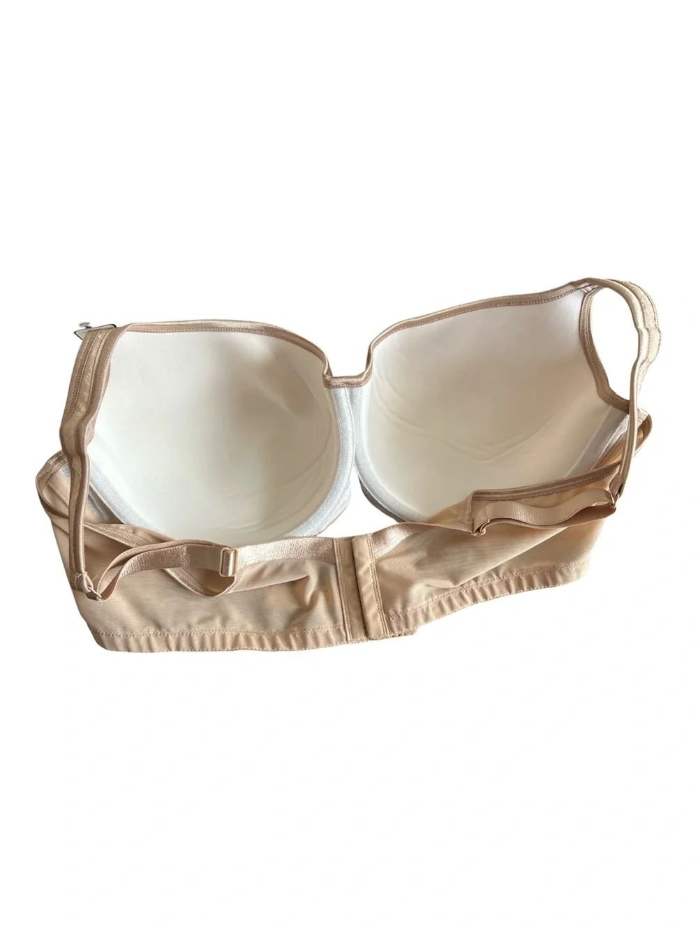 Cacique Bold Lace Balconette Bra 46C Sexy Support Beige Full Figure Underwire